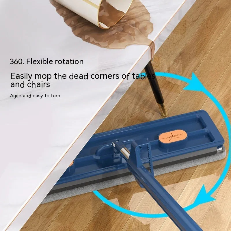 New style large flat mop with 137cm stainless steel handle, 360 rotating head, fine fibre cloth, white or blue, for hard floors