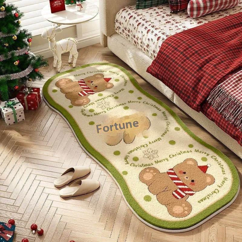 Christmas series imitation cashmere carpet decoration with festive patterns available in multiple sizes from 40x120cm to 80x200cm
