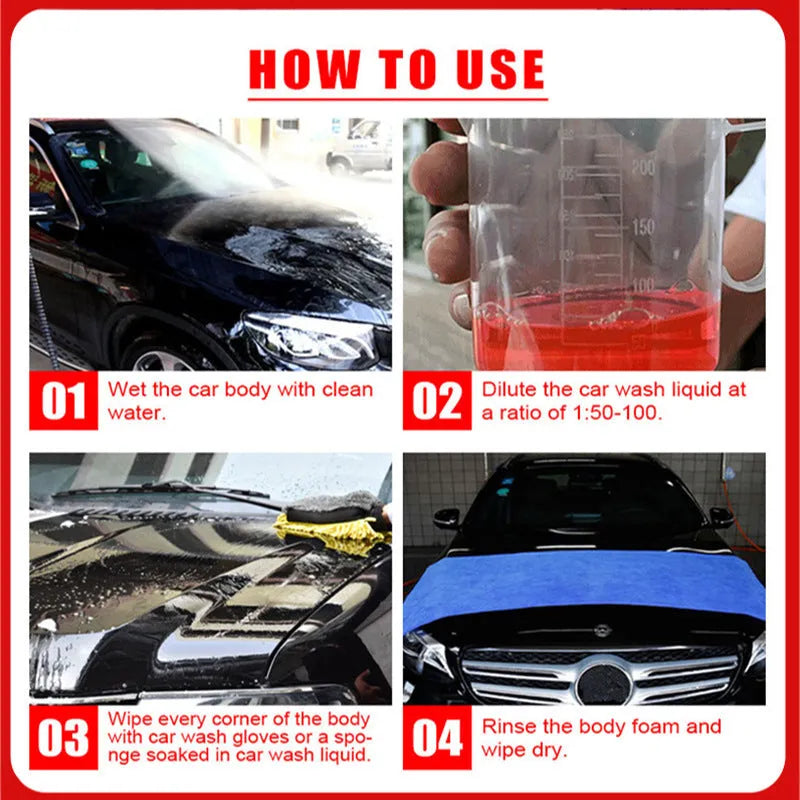 100ml bottle of concentrated car shampoo cleaner with high foam formula