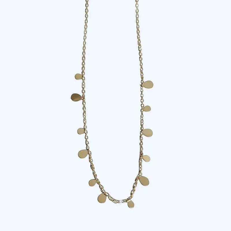 Titanium steel O-ring clavicle chain with drop pendant in 8169 White Diamond Water Drop colour, electroplated finish