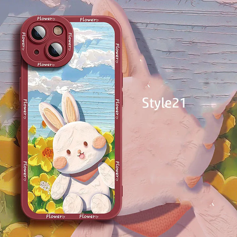 Silicone cartoon mobile phone case for Apple iPhone 14 Pro Max with colourful drop prevention design