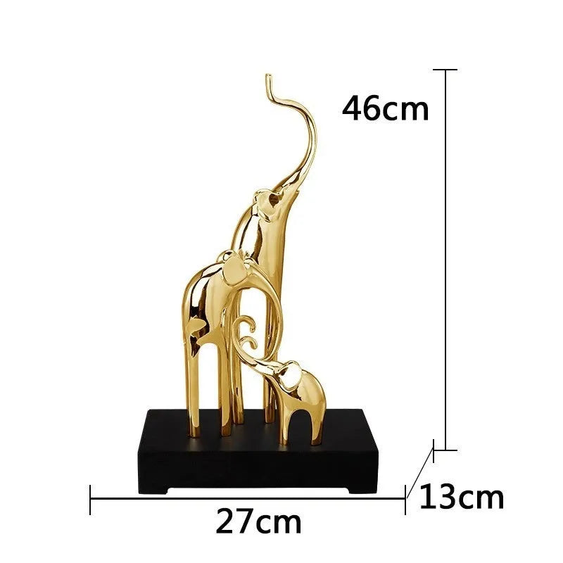 European style decorative resin elephant ornament in bright gold, rose gold, silver, or retro colour finish