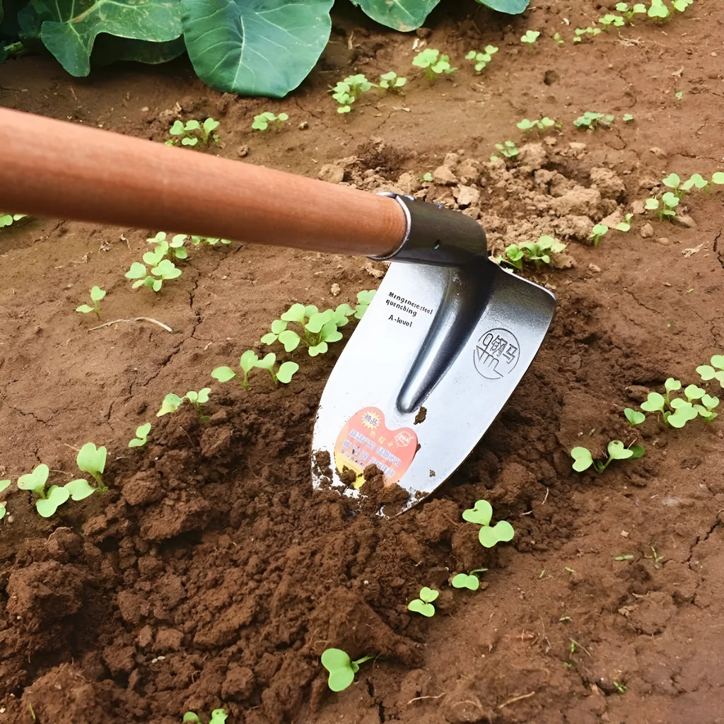 Agricultural pointed hoe tool with steel horse tip for weeding and ploughing