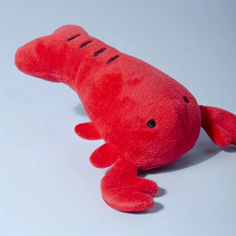 Red lobster shaped plush dog toy with squeaker for small and medium dogs