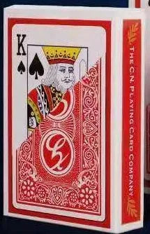 Set of oversized large size paper playing cards laid out on a table, showing the full 54-sheet deck.