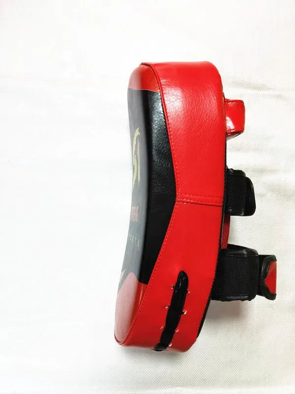 Boxing Sanda hand-held foot target PU leather black with red edges 35x19x8cm with double adhesive buckle