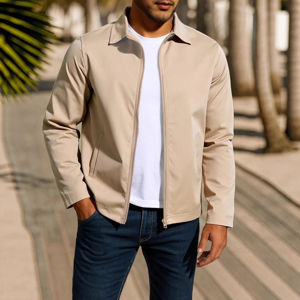 Men's zipper cardigan jacket with raglan sleeves in polyester blend available in four colours