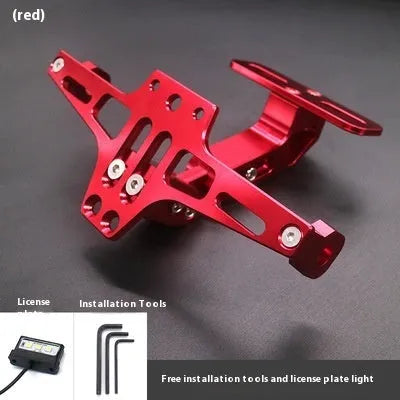 Aluminum alloy license plate holder support bracket with integrated lights in black finish