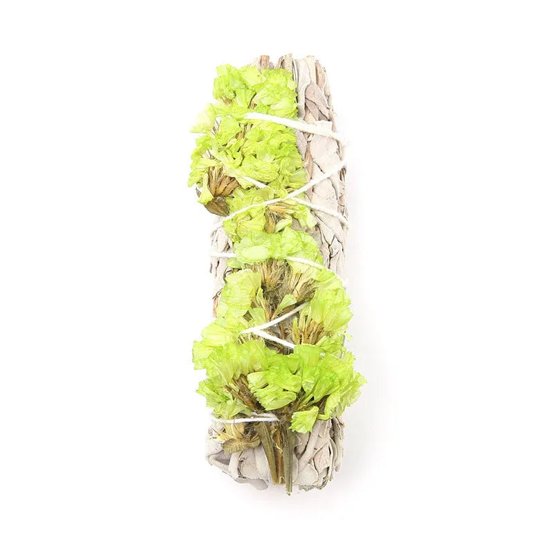 White sage and red rose petal incense bundle for fresh air with colourful dried botanicals
