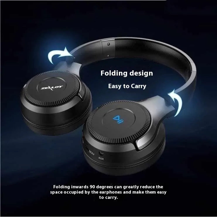 Bluetooth sports headset with folding design and card inserting feature in black