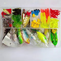 142-piece fishing lure kit with metal pliers and hard mino style lures