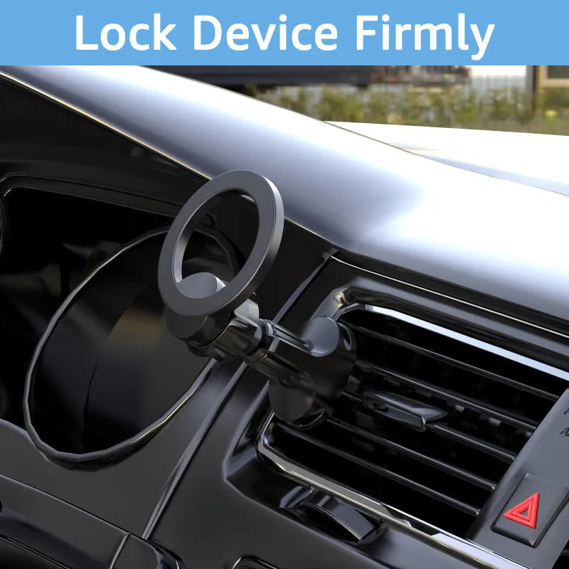 Black O-ring magnetic car phone holder for smartphones up to 6.8 inches