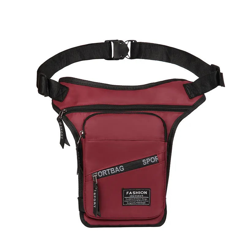 Black nylon cycling leg crossbody bag with adjustable straps for male cyclists