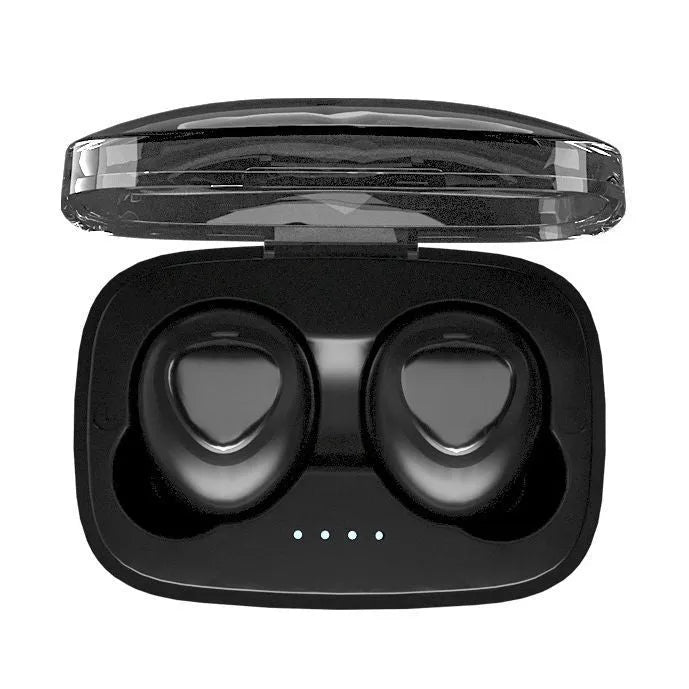 Bluetooth TWS sports mini wireless headset in black boxed finish with earplug fit and ABS casing