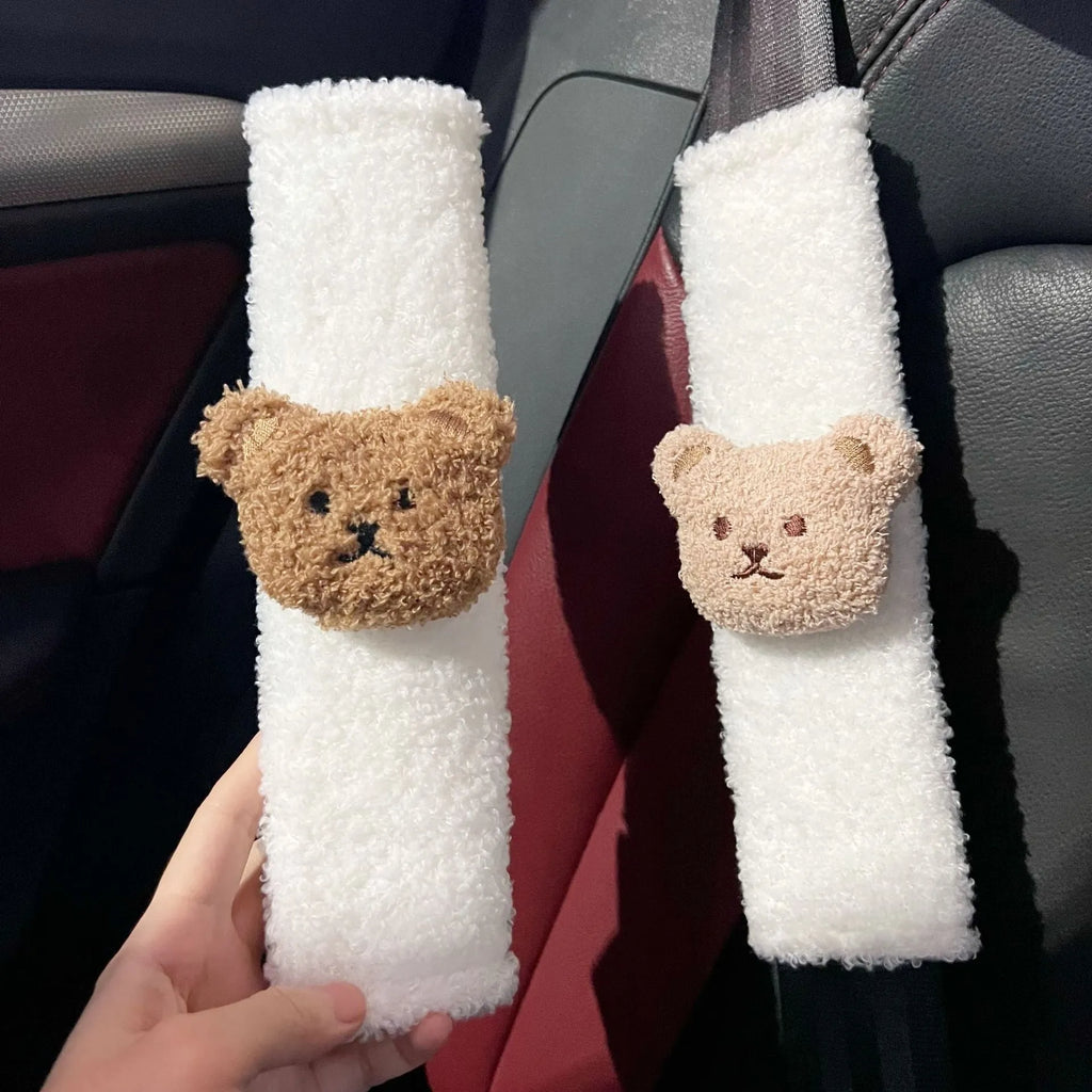 Cartoon bear plush car seat belt protective cover for baby car seats measuring 25cm