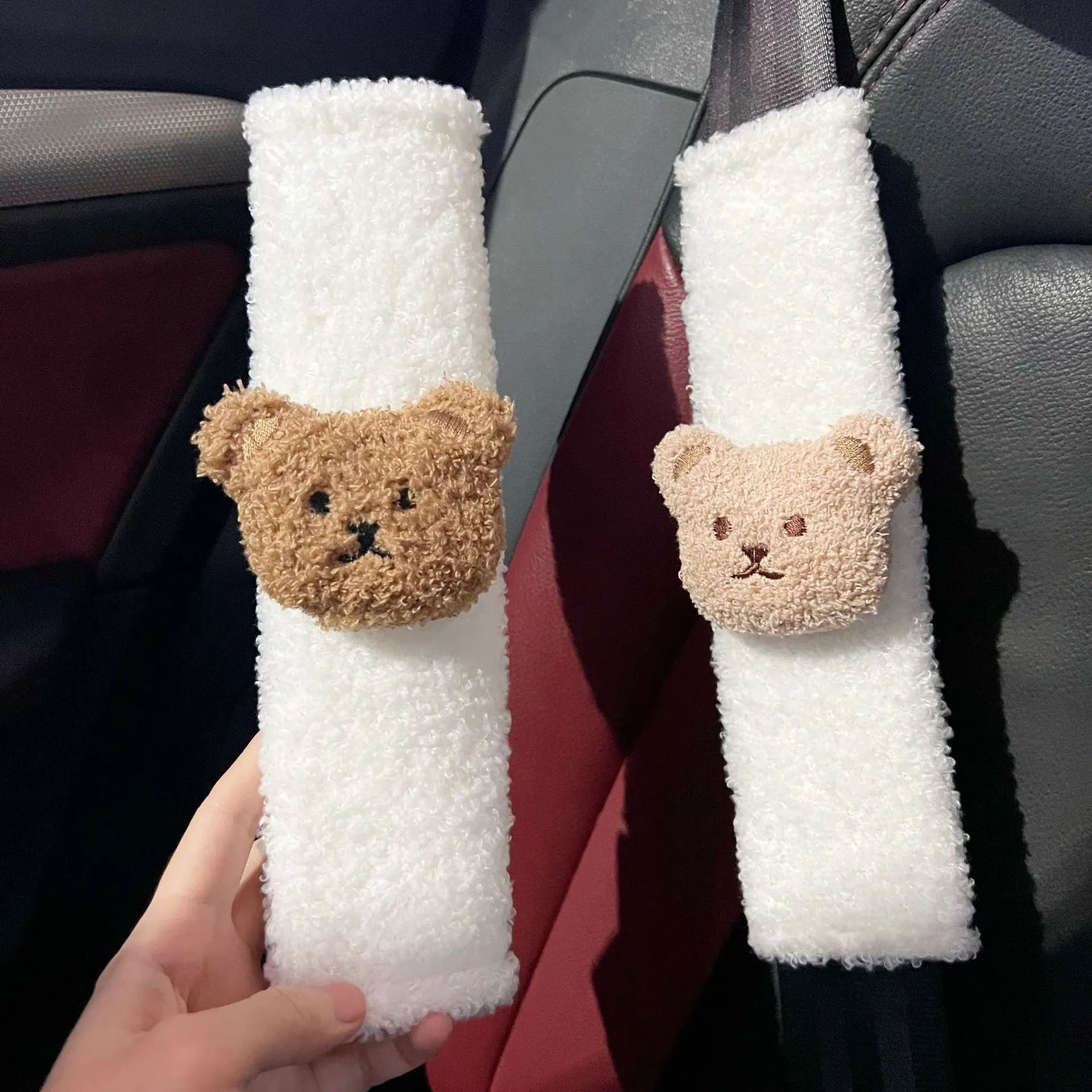 Cartoon bear plush car seat belt protective cover for baby car seats measuring 25cm