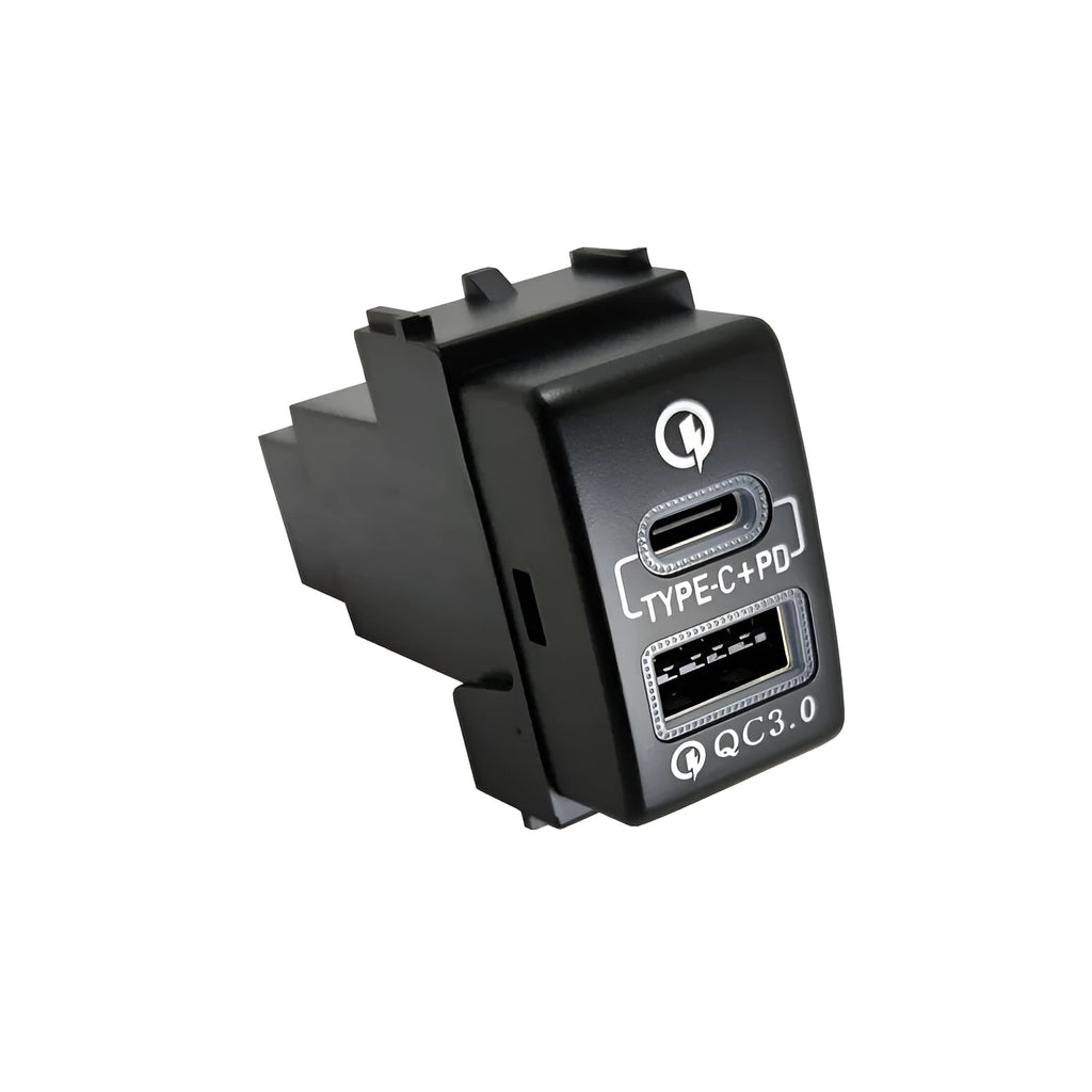 Portable Household PD Fast Car Charger with QC3.0 Fast Charging and Wired Snap-On Design for In-Car Device Charging, Double Fast Charge Model