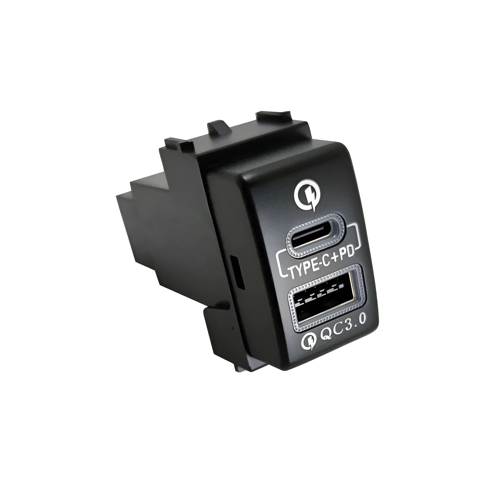 Portable Household PD Fast Car Charger with QC3.0 Fast Charging and Wired Snap-On Design for In-Car Device Charging, Double Fast Charge Model