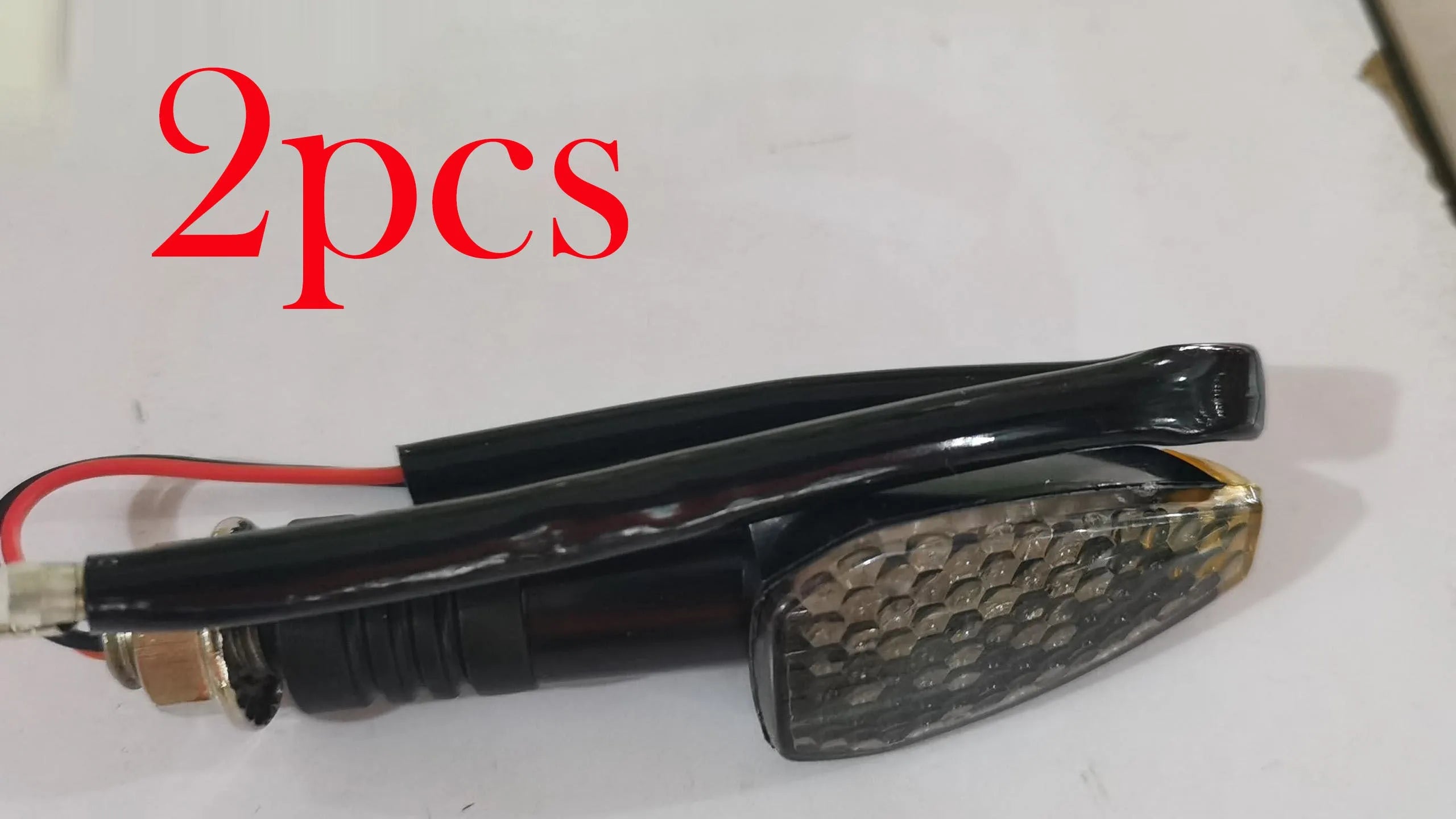 Motorcycle LED turn signal light 85mm length blackened shell yellow light for 12V DC bikes