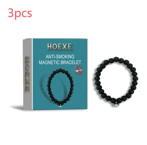 Anti-smoking magnetic bracelet with frosted stone and magnet on PET material, 6.8x6.8cm size