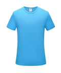 Short-sleeved slim fit round neck T-shirt in a bright colour on a hanger