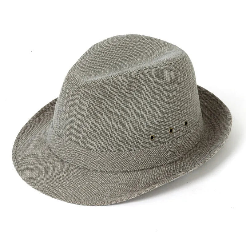 Traditional men's fedora hat with thickened construction in suit material or linen options