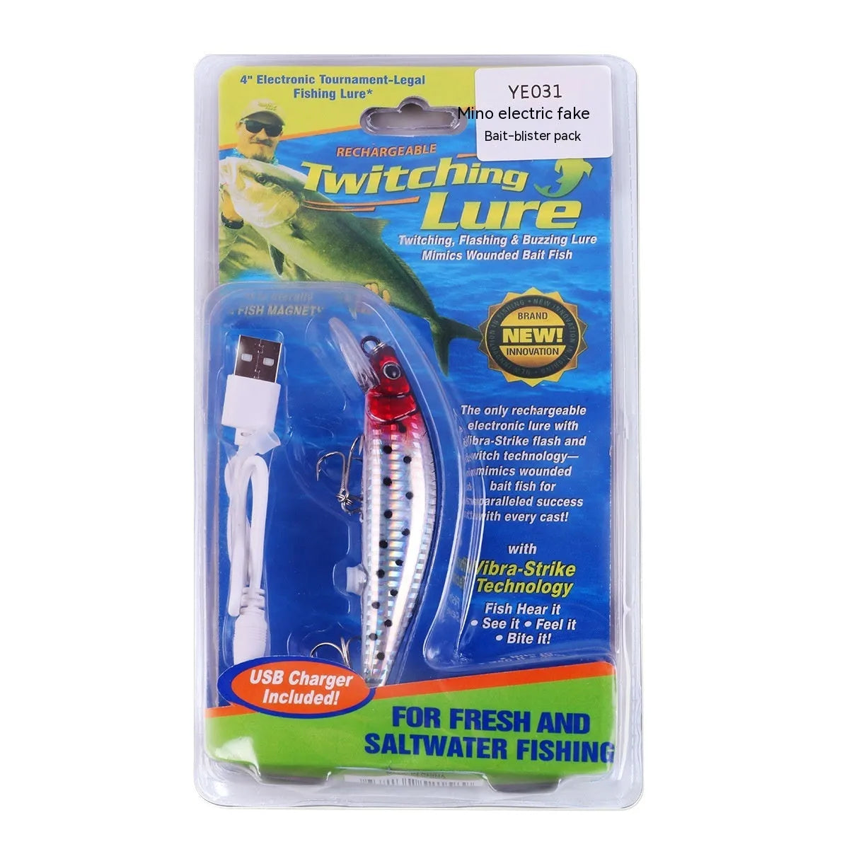 Colourful floating electric fishing bait with USB charger for night fishing applications