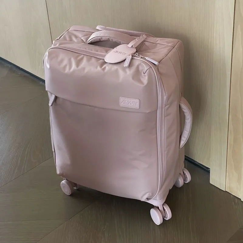 20-inch waterproof Oxford cloth luggage suitcase with universal wheels in bluestone green colour