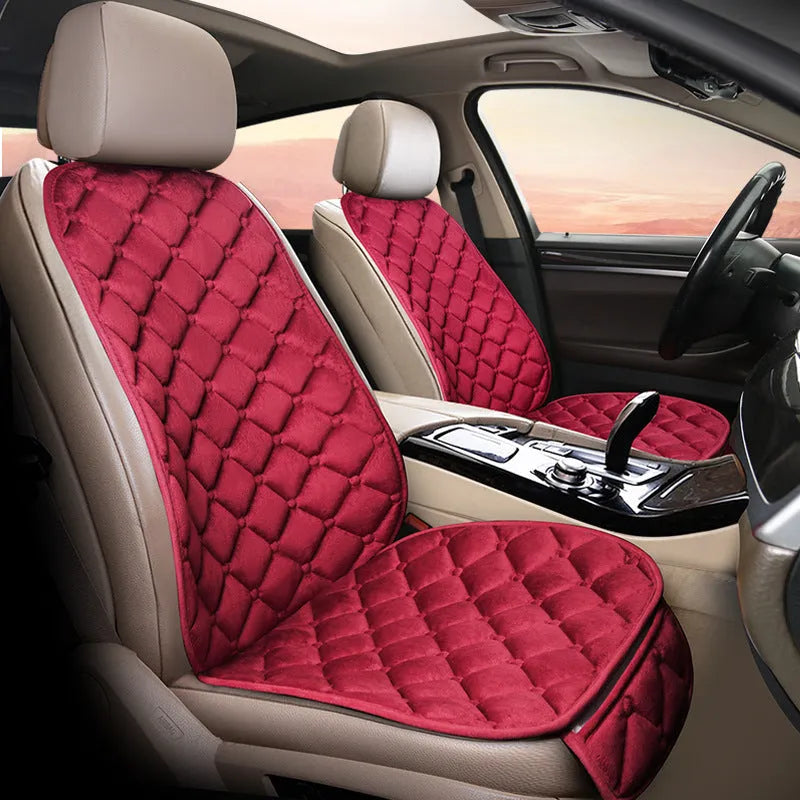 Ringer plush winter car seat cushion in cotton fabric with cotton stuffing, available in six colours