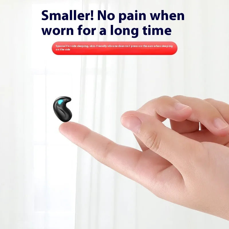 Black Bluetooth earplug headset for side sleep with digital display and breathing light