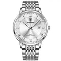 Men's quartz watch with waterproof luminous display and calendar, 41mm precision steel case, mineral reinforced mirror
