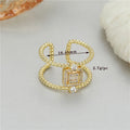 Copper open ring with gold plating and adjustable asymmetric U-shaped design