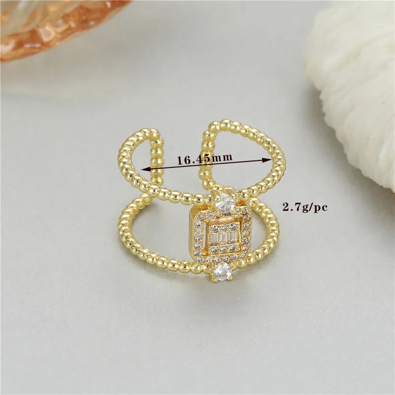 Copper open ring with gold plating and adjustable asymmetric U-shaped design