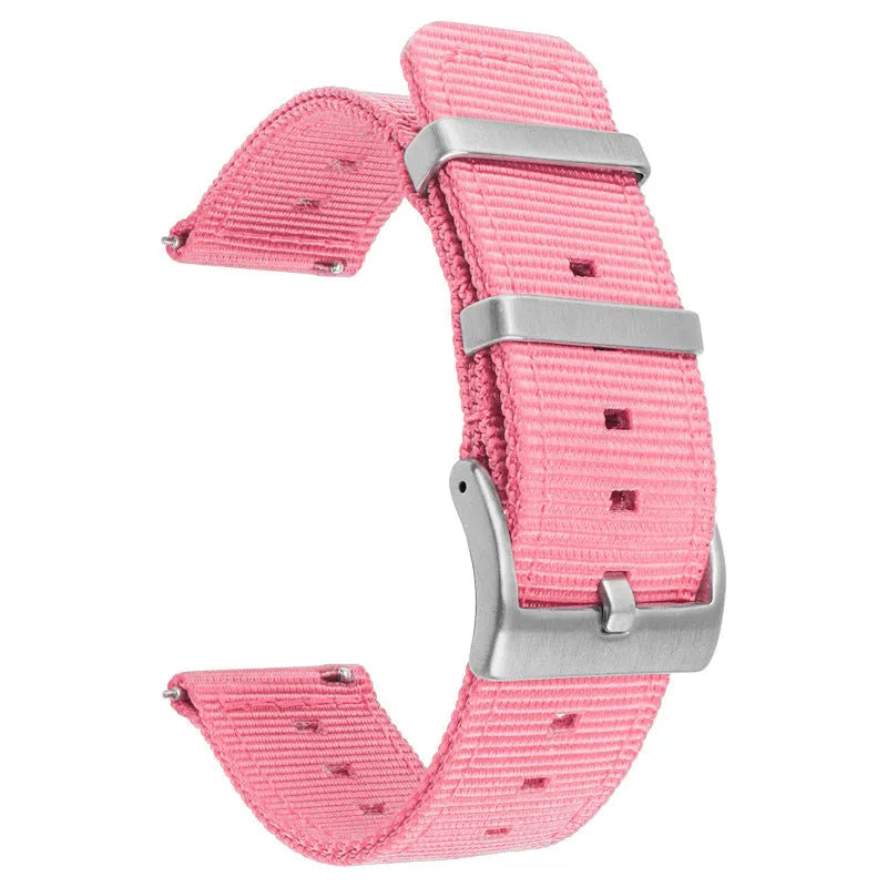 Nylon watchband quick release waterproof woven strap in black, fitting 22mm lug width, simple style