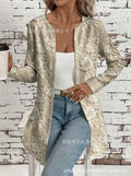 Printed loose casual women's mid-length long sleeve jacket with 3D stereo pattern in colour 1-F051