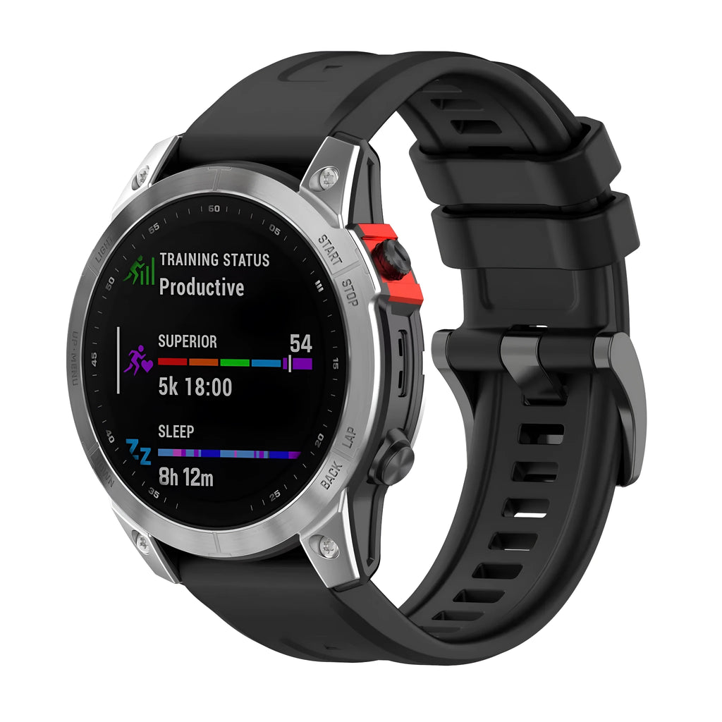 Jiaming Fenix7 quick release silicone sports watchband shown in multiple colours and sizes