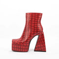 Women's ankle boot with a super high heel in artificial PU material, shown in a solid colour.