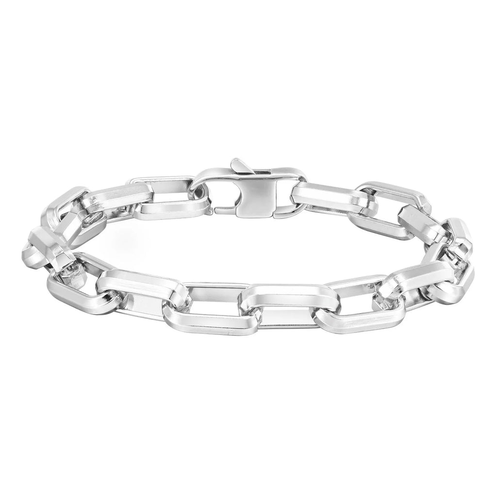 Stainless steel square chain bracelet for men in black, gold, retro and steel colour finishes