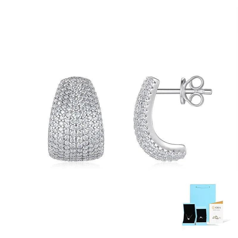 S925 sterling silver geometric stud commuter earrings with d-e colour grade