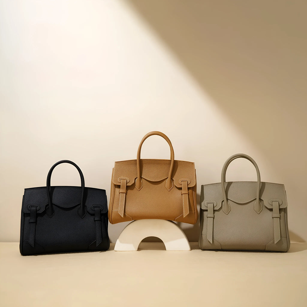 Top layer cowhide genuine leather large capacity tote bag 26x14x20cm in urban simplicity style