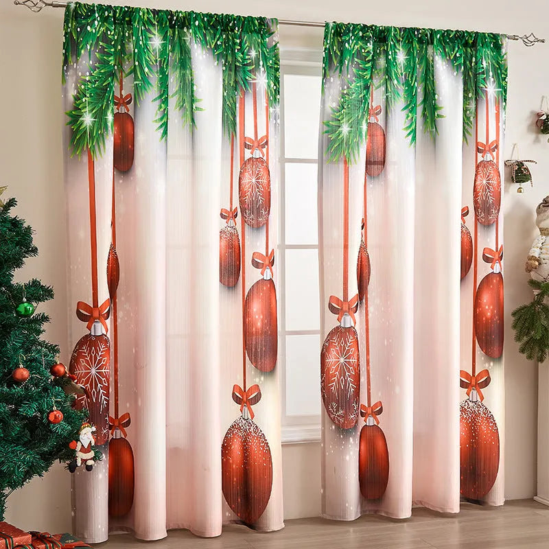 American-style printed Christmas-themed shading cloth curtain with semi-sunshade function
