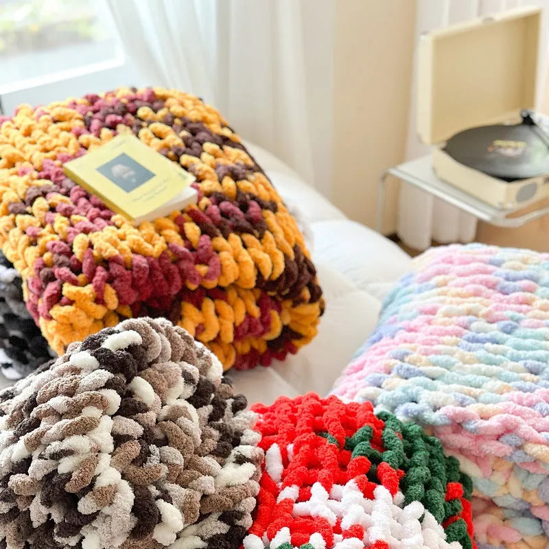 Chenille striped cover blanket measuring 130x170cm in winter thickened design with thick ice bar dyed pattern