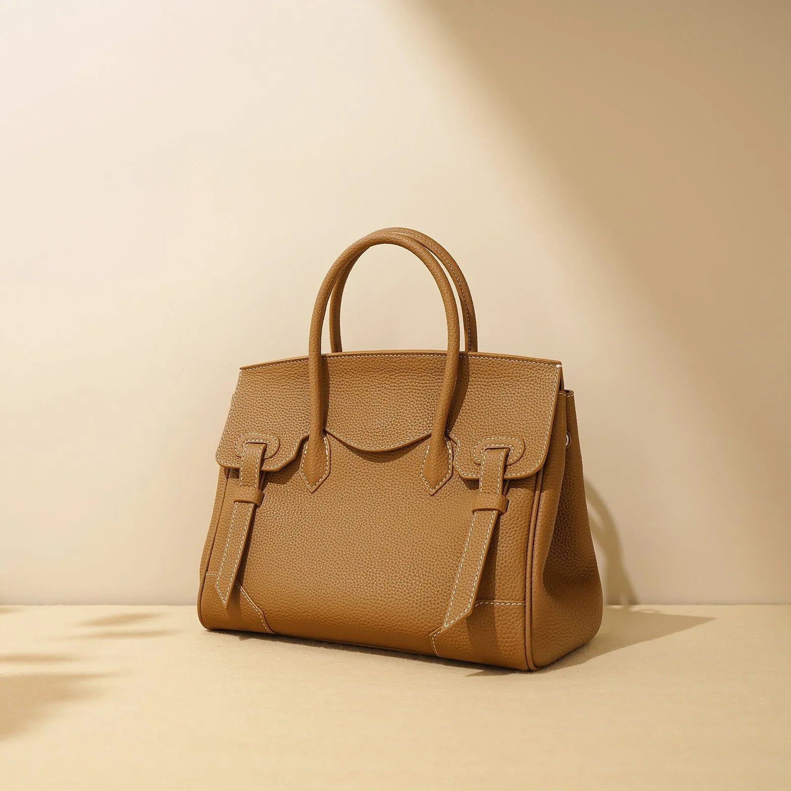 Top layer cowhide genuine leather large capacity tote bag 26x14x20cm in urban simplicity style