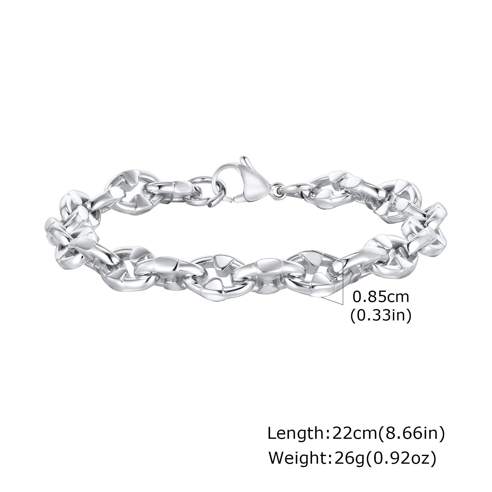 Stainless steel handmade thick chain geometric bracelet in steel colour