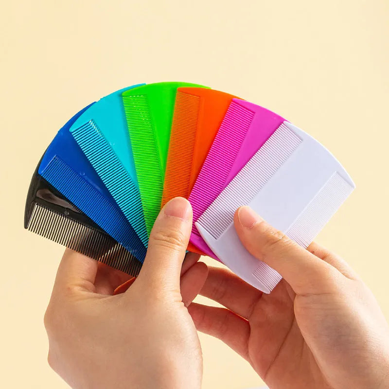 Double-edged fine teeth plastic flea comb for pets in multiple colour options