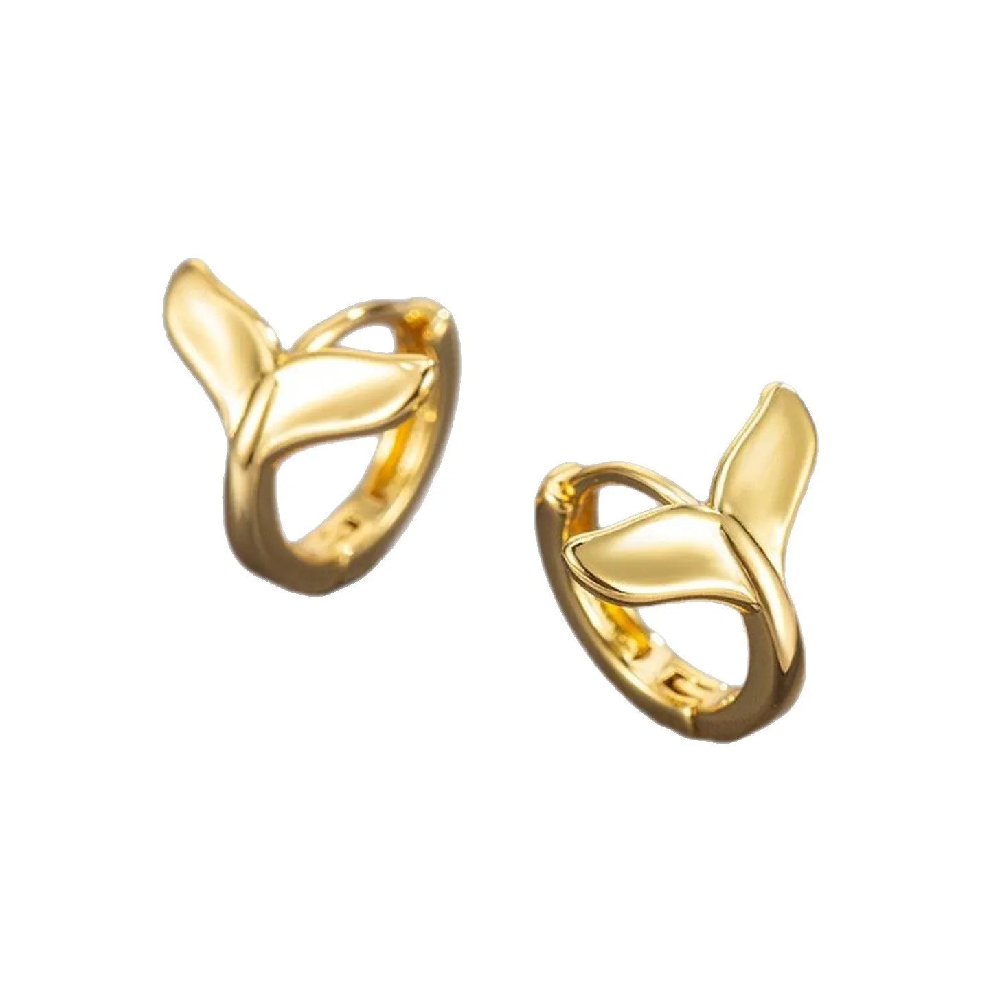 Women's fashion fishtail earrings in white gold and yellow gold colour options
