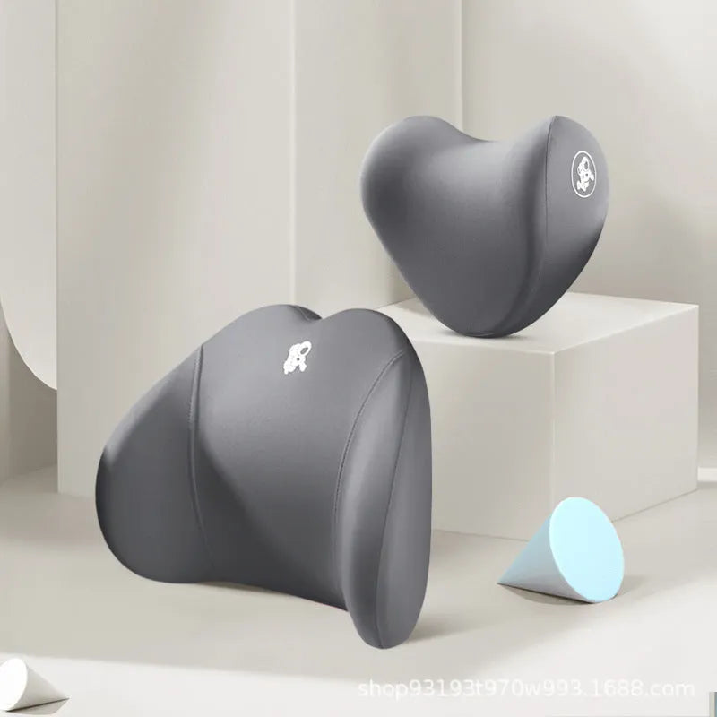 Memory foam car pillow set with cotton cover showing heart pattern design in various colour options