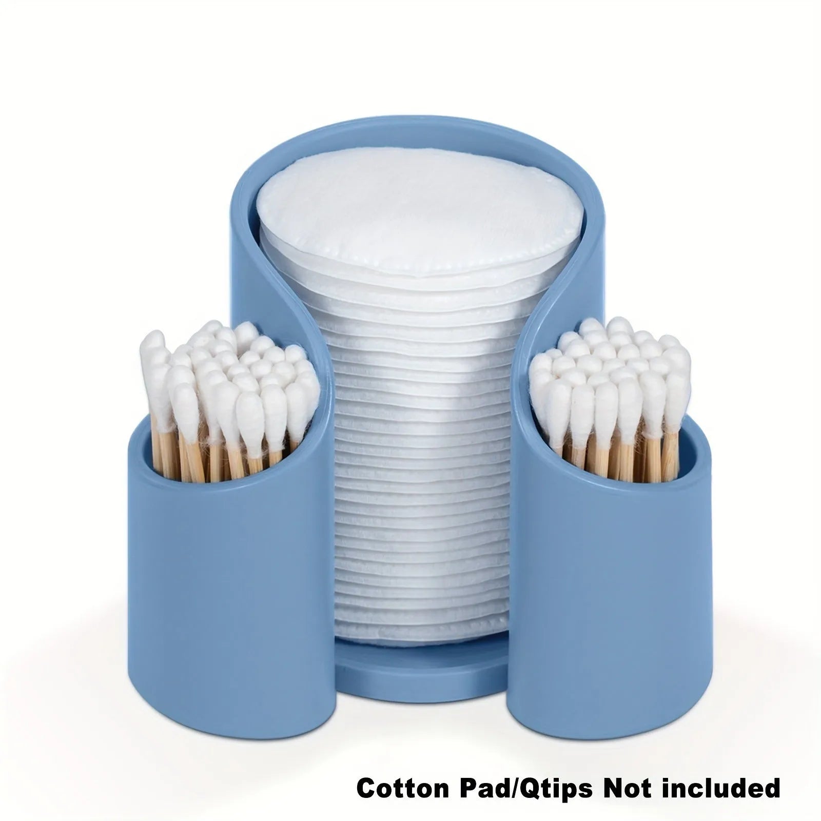 A solid-colour plastic cotton box with a lid for storing dental floss or cotton buds.