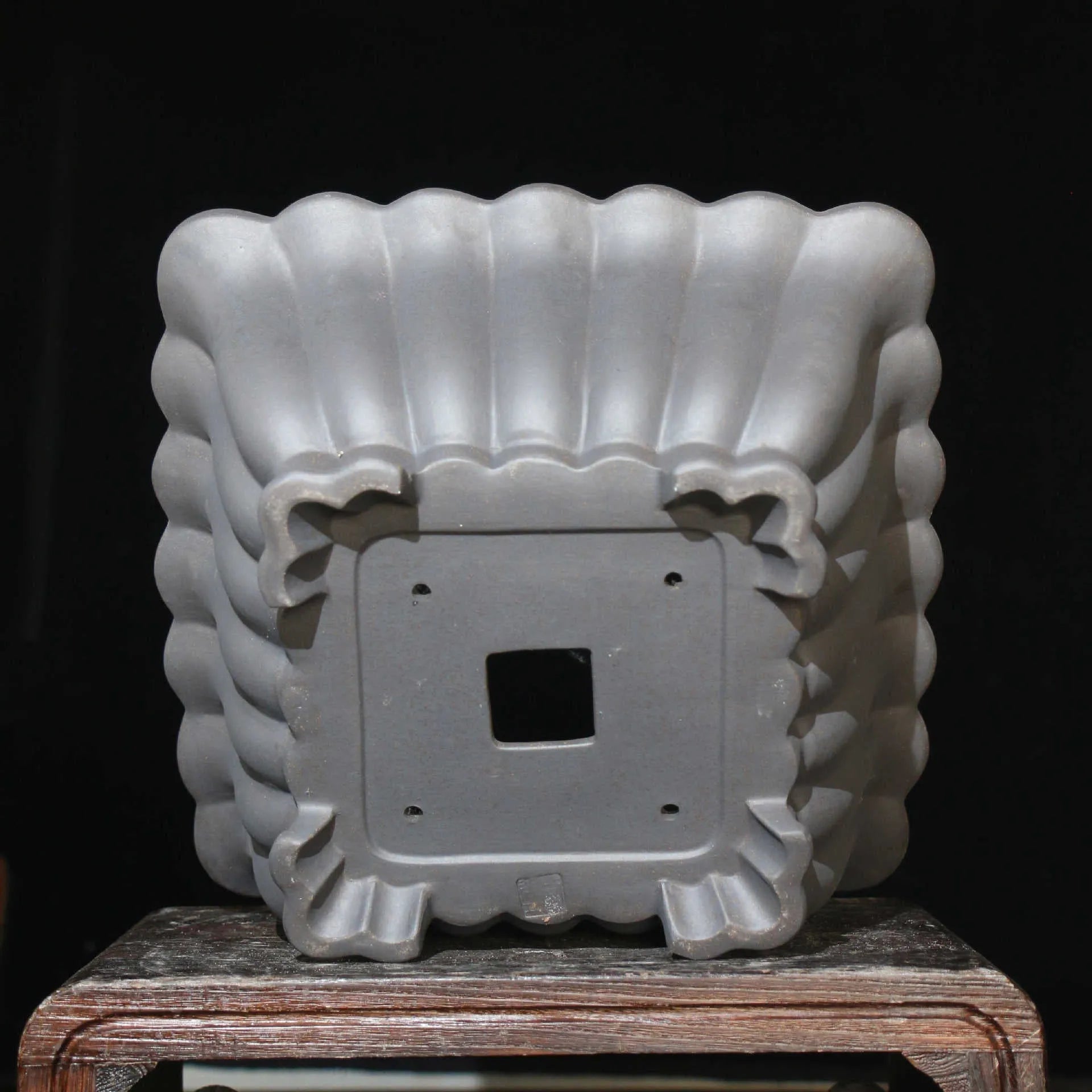 Purple sand ceramic square flower pot with 37cm diameter for desktop bonsai display