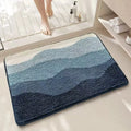 Square polyester fibre floor mat with rainbow pattern, plastic bottom, Sky Sea colour